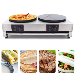 Electric Crepe Maker 16" Pancake Machine Double Hotplate Non Stick Commercial - Picture 1 of 12