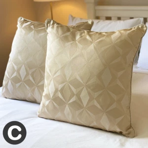 Par de Fundas de Cojín Modernas Florales Modernas Jacquard Oro Geométrico Diamante 22" - Imagen 1 de 6