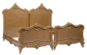 Antique Bedstead, King Size, Louis XV Style, Gilt and Painted, 19 / 20th C 1800s - Picture 1 of 4