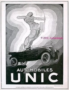 PUBLICITE AUTOMOBILE UNIC CREATION DES AFFICHES LUTETIA DE 1925 FRENCH AD RARE - Picture 1 of 1