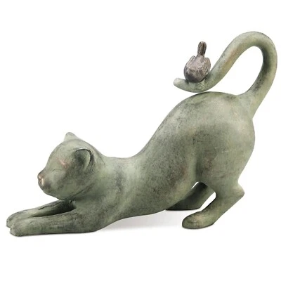 Alex The Cat with Bird | Garden Statue  | Quality Metal Sculpture - Image 1 of 2