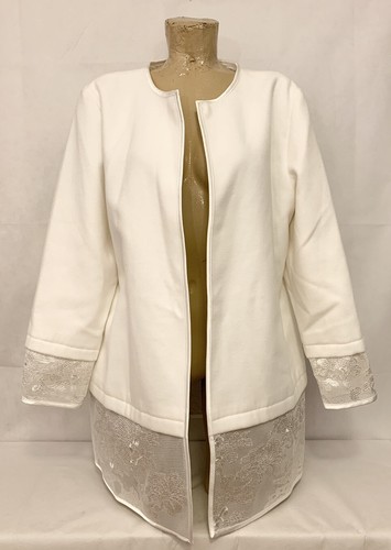 OFF WHITE Cardigan nuovo con etichette $139 The Limited Open Jacket taglia XL X Large 23 5” avorio bianco sporco