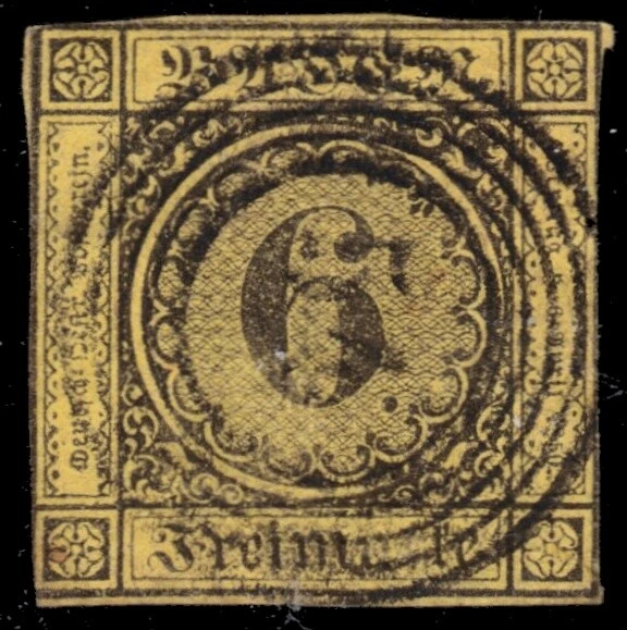 BADEN 9 - Numeral of Value "1853 Black on Yellow" (pc11893) - Image 1 of 1