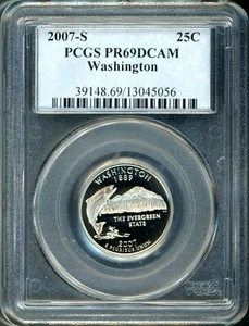 2007-S 25C revestido Washington Quarter PR69DCAM PCGS # 39148.69-13045056 + bonificación - Imagen 1 de 2