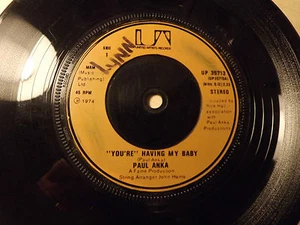 Paul Anka...."You're" Having My Baby.....45rpm....70s Pop... - Picture 1 of 1