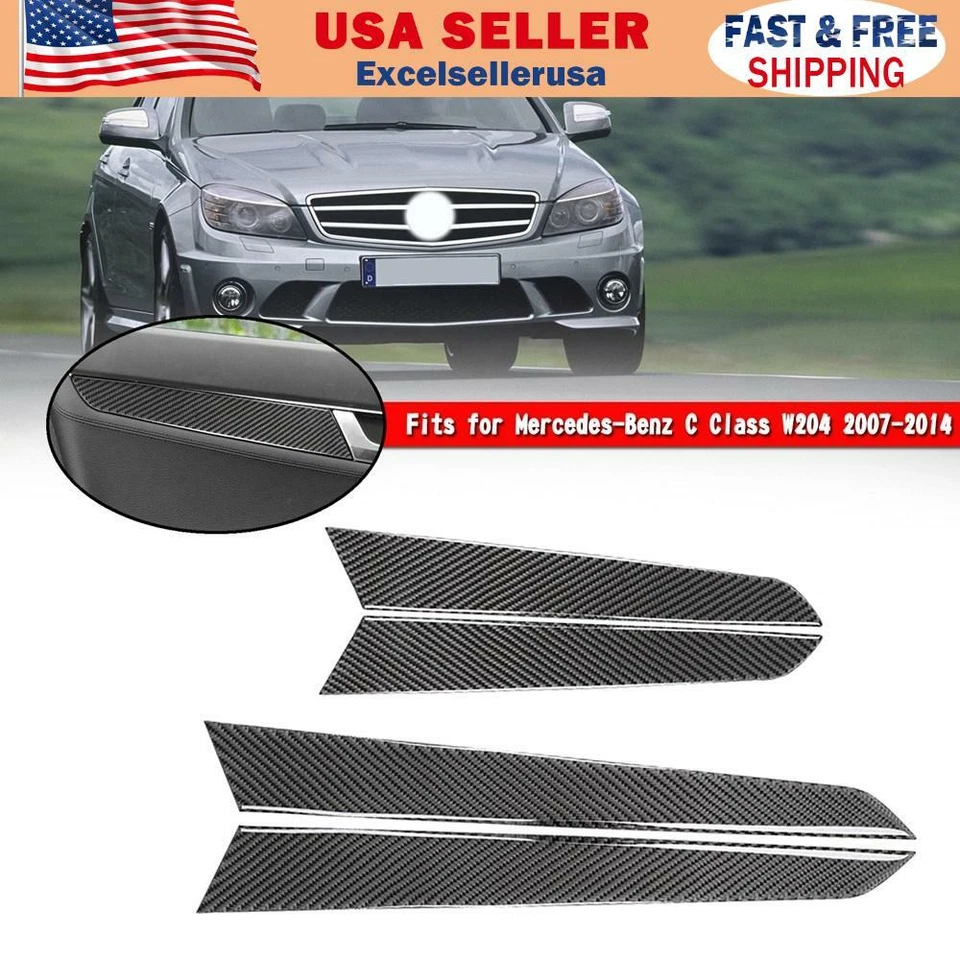 Carbon Fiber Interior Door Panel Cover Trim For Mercedes-Benz C Class W204 07-14 - Image 1 of 4