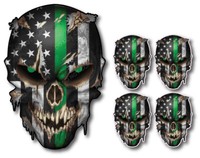 5x Thin Green Line Military USA Flag Skull Decal Bumper Sticker Window Car Truck