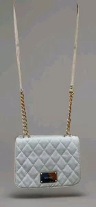 Light Blue Quilted Nine West Faux Leather Cross Body Bag Purse Evening Handbag - Picture 1 of 6