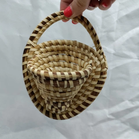Sweet Grass Basket Wall Pocket Vase Boho Cover