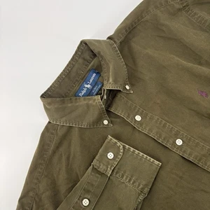 Ralph Lauren Blake Button Up Olivgrün Twill Hemd Herren L Logostickerei - Bild 1 von 9