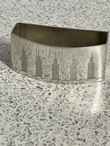 Serviettenring ARGIT VERSILBERT ART DECO EMPIRE STATE BUILDING STIL GRAVUR - Bild 1 von 4