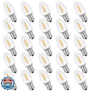 NETEHA 25 Pack C7 Clear Led Replacement Christmas Light Bulb, C7 E12 Base 120 - Picture 1 of 5