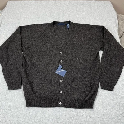 Vtg John Ashford 100% wool Cardigan Sweater Mens Grandpa Professor Academia L - Image 1 of 4