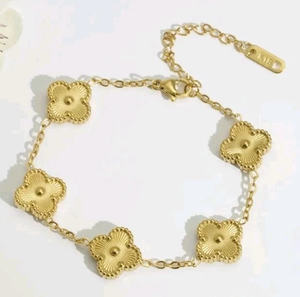 Edelstahl Kleeblatt Armband 18k vergoldet  - Bild 1 von 1