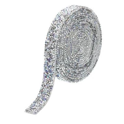 Nastro strass in resina,3 metri,15mm,strisce strass autoadesive,argento - Immagine 1 di 4