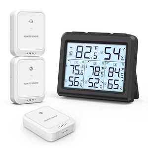 Indoor Outdoor Thermometer, Digital Hygrometer Thermometer with 3 Wireless Se... - Picture 1 of 7