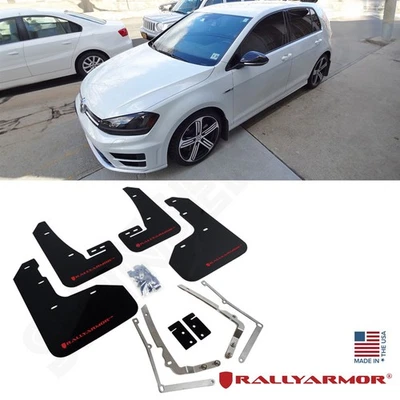 Rally Armor UR Black Mud Flaps with Red Logo for 2015-2017 Volkswagen MK7 Golf R - Image 1 of 4