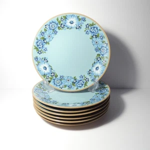 Taylor Smith & Taylor Co. Azura Blue Floral 8.5" Salad Dessert Plates - Set of 7 - Picture 1 of 21