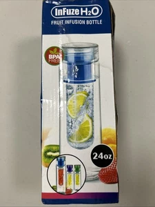 Blue InFuze H2O Fruit Infusion Water Bottle 24 oz BPA Free Carbonated Water OK - Picture 1 of 4
