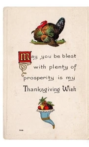 Tarjeta postal My Thanksgiving Wish nueva sin publicar Bergman 1915 lino en relieve - Imagen 1 de 2