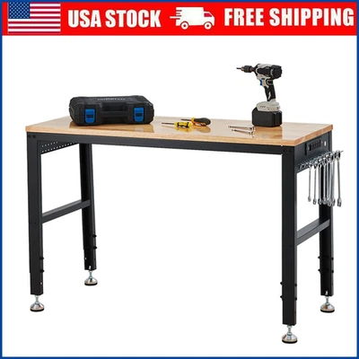 48''x20" Heavy Duty Workbench Adjustable Height 29.5"-38.4" with Power Outlet - Image 1 of 4
