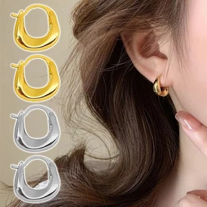 Versátil Grueso Criollo Metal Liso Pendientes Moda Pendientes Colgantes Mujer - Imagen 1 de 14