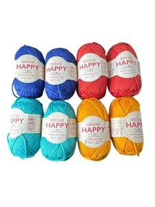Hilo Sirdar FELIZ 100 % algodón madejas 20 G Ea 47 yardas cada uno mezclado colores - Imagen 1 de 6