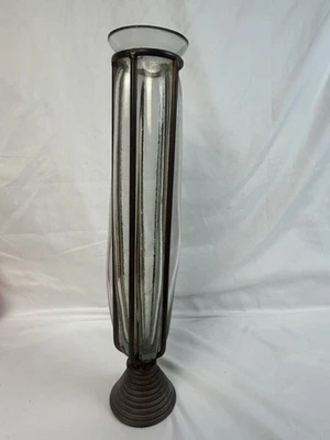 Jarrón de vidrio burbuja soplado a mano de colección marco de jaula de metal Foto 1 de 4