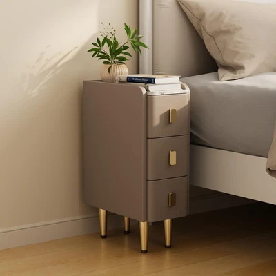 Mesa de cabeceira estreita com gavetas, mesa lateral estreita couro, mesa de cabeceira pequena... - Imagem 1 de 4