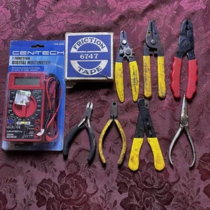 Cen-Tech Multimeter Wire Strippers Electrical Friction Tape Pliers 9 Tool Lot - Picture 1 of 12