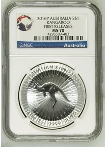 2016-P Australia Kangaroo 1 oz Silver $1 Coin NGC Graded MS70 First Releases - Picture 1 of 2