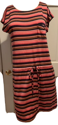 Vestido Vaina Fossil Rayas 100% Rayón Elastizado Cordón Pequeño Foto 1 de 4