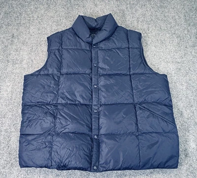 Lands End Vest Mens XL Navy Insulated Puffer Down Snap Front Quilted Outdoor - Image 1 of 4