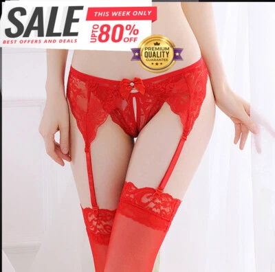 Strapsgürtel Strapshalter Strapse Rot spitze Schwarz sexy Strumpfhalter Erotik  - Bild 1 von 4