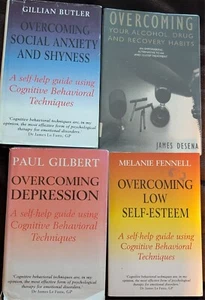 4x 'OVERCOMING' CBT COGNITIVE BEHAVIOUR THERAPY Book Series Depression Anxiety - Imagen 1 de 4