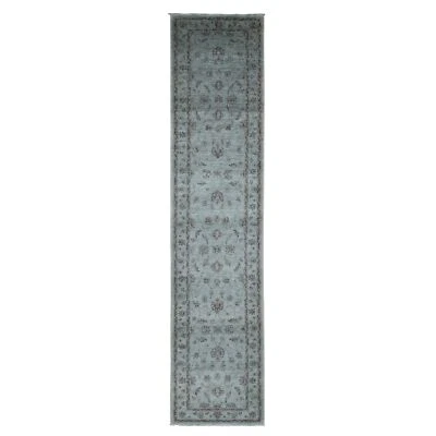 2'8"x13' Gray Overdyed Ziegler Mahal Pure Wool Hand Knotted Runner Rug G80932 - Image 1 of 4