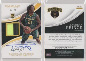 2016 Immaculate Collegiate Gold /25 Taurean Prince #71 RPA Rookie Patch Auto RC