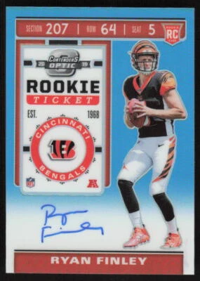 2019 Panini Contenders Optic Rookie Ticket Auto Teal Ryan Finley /149 Bengals - Image 1 of 2