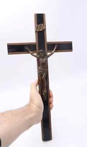 17' Antique Crucifix Cross † 1930 Jesus Religious Large Church Christ Wall Holy - Picture 1 of 5