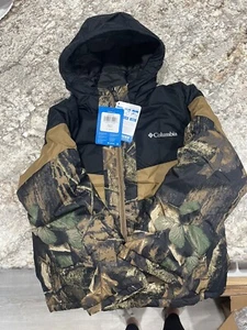Columbia Puffer Jacket Boys Small Black Full Zip Outdoor Hiking Hooded Winter - Picture 1 of 2