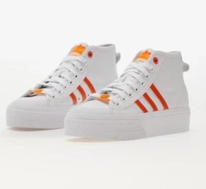 adidas Women's 6 M Nizza Platform Mid Her Vegan Sneakers in White Bliss Orange - Picture 1 of 6