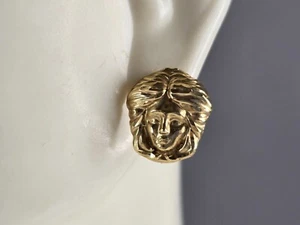 Womens Vintage Estate 10K Gold Medusa Head Stud Earrings 1.9g #E3945 - Picture 1 of 4