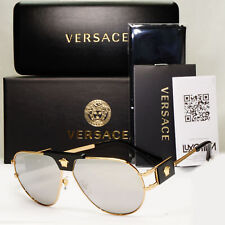 Versace Sunglasses Gold Silver Mirror Metal Pilot Large MOD VE 2252 1002/6G