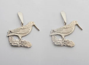 Boucles D'Oreilles Avec Bécasse en Argent 925 - Avec Hameçon - Oiseaux - Picture 1 of 3