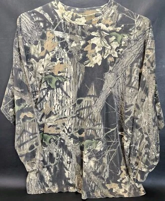 Vintage Mossy Oak Camo Breakup  Camouflage Mock Neck LS T-Shirt Hunting USA 3XL - Image 1 of 4