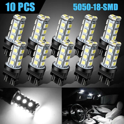 RIDROID 10pcs 3157 3156 18SMD LED Reverse Tail Brake Signal Light Bulbs 6000K Cool White