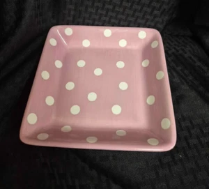 Pampered Chef Simple Additions Plate - Pink with White Polka Dots - Picture 1 of 1