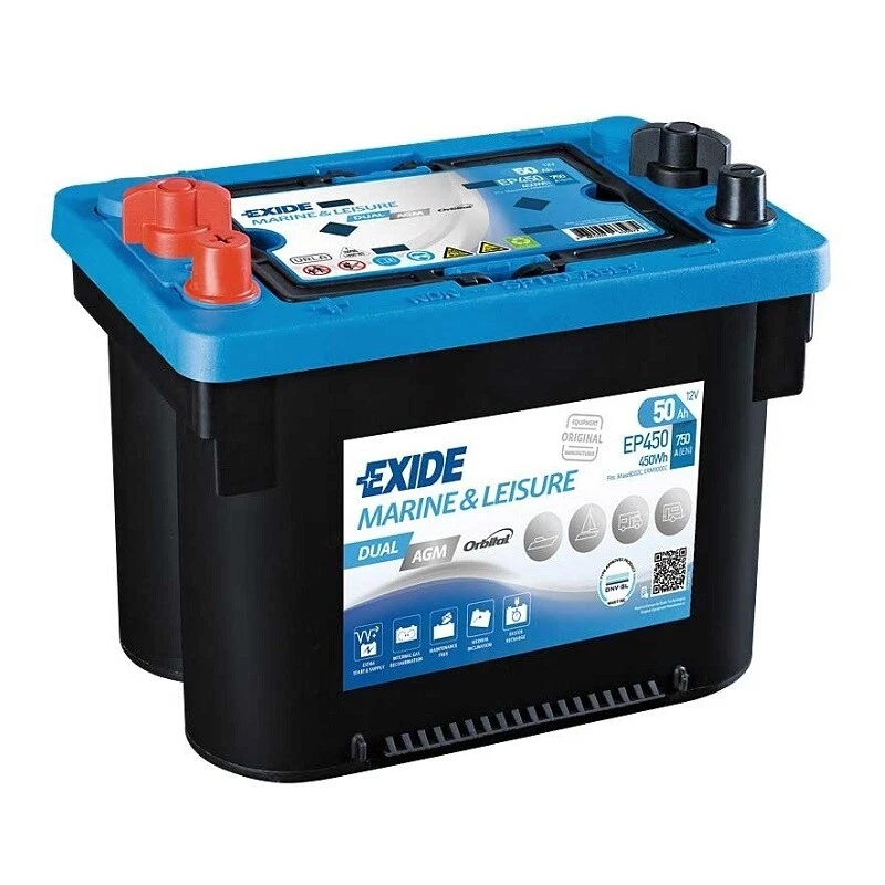 Exide EP450 Dual AGM 50Ah 12V Versorgungsbatterie Caravan, Marine, Solaranlage - Bild 1 von 1