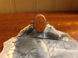 Anillo de plata de piedra dorada vintage  - Imagen 1 de 4