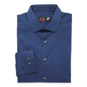 Men's JF J. Ferrar Slim Fit Dress Shirt - Navy Diamond Dot - 16-16.5 - NWT - Picture 1 of 1